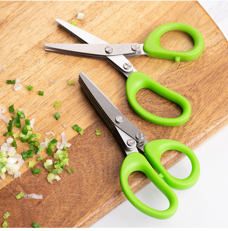 Multifunctional Herb & Green Onion Scissors-5-Layer Stainless Steel Cutting Tool