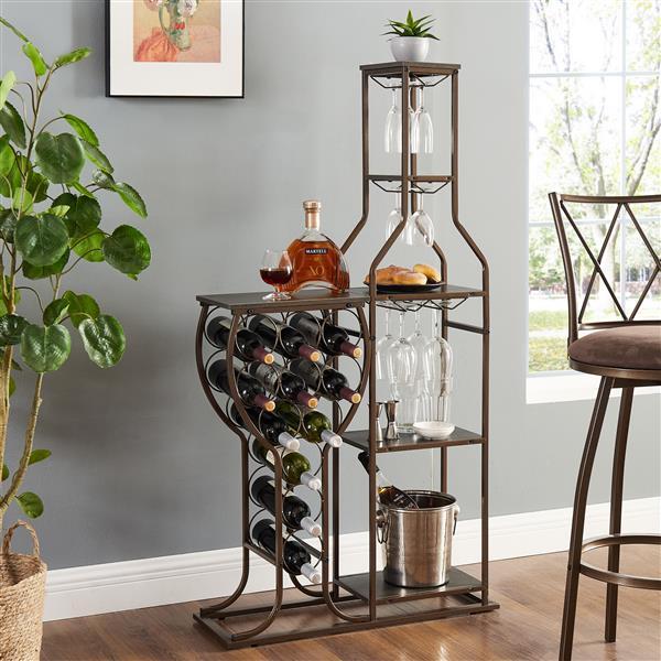 11-Bottle Wine Storage Rack – 5-Layer Freestanding Metal Wine Organizer for Home & Kitchen