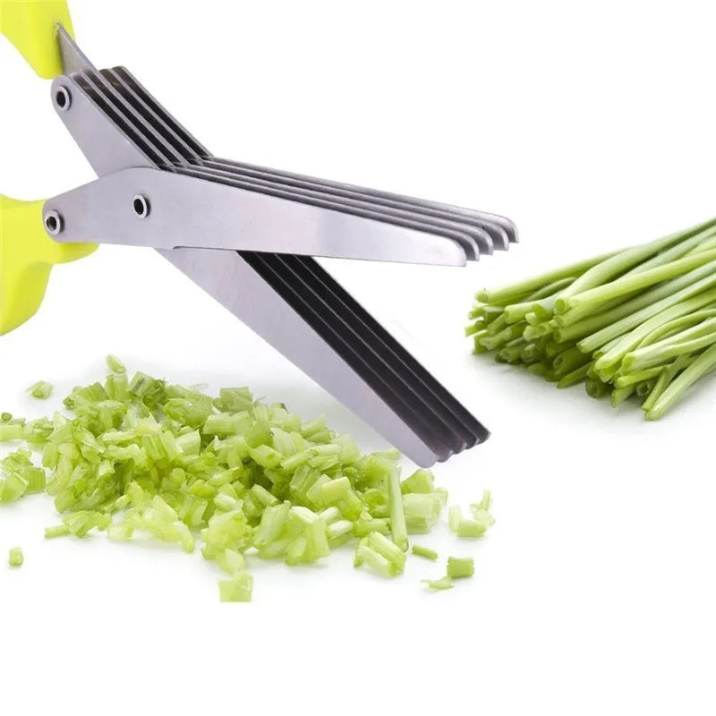 Multifunctional Herb & Green Onion Scissors-5-Layer Stainless Steel Cutting Tool