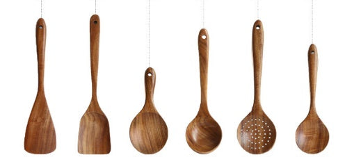 Thailand Teak Natural Wood Cooking Spoon & Ladle Set – Eco-Friendly, Durable & Heat-Resistant Utensils