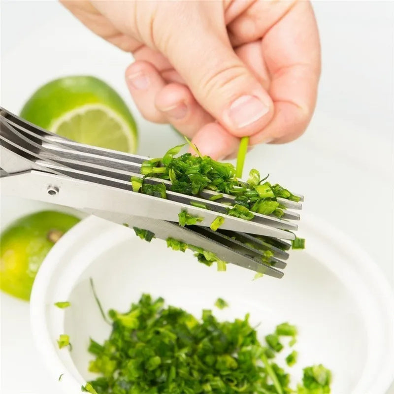 Multifunctional Herb & Green Onion Scissors-5-Layer Stainless Steel Cutting Tool