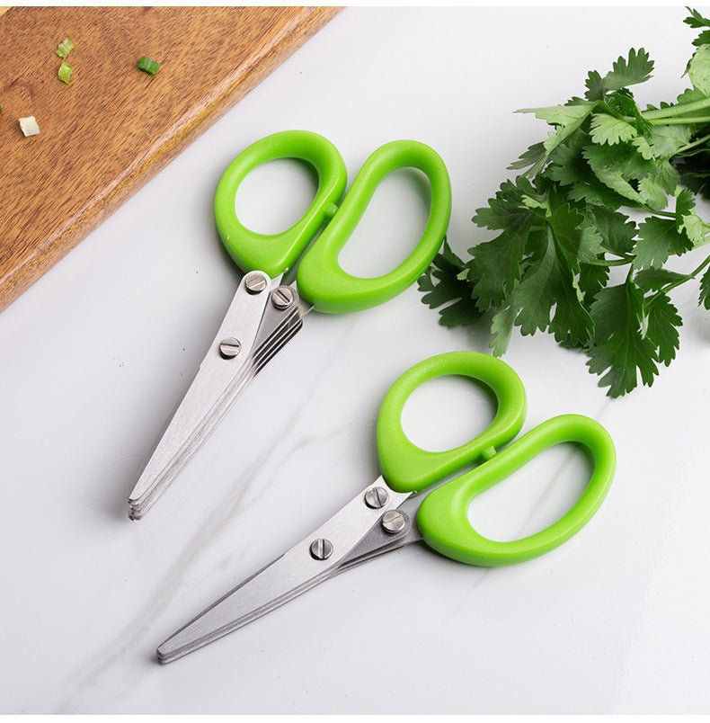 Multifunctional Herb & Green Onion Scissors-5-Layer Stainless Steel Cutting Tool